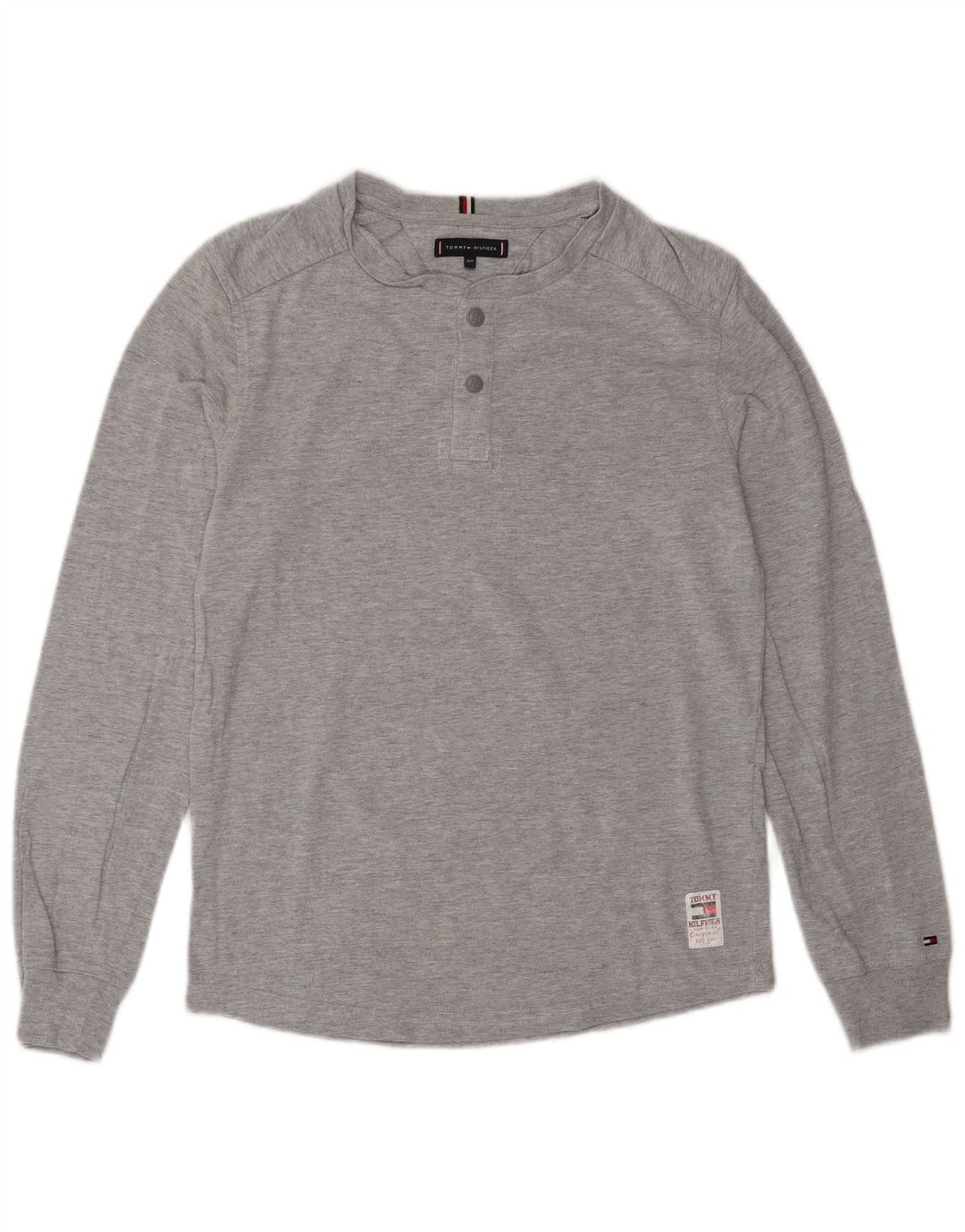 Top chłopięcy Tommy Hilfiger z długim rękawem 13-14 lat, szara bawełna