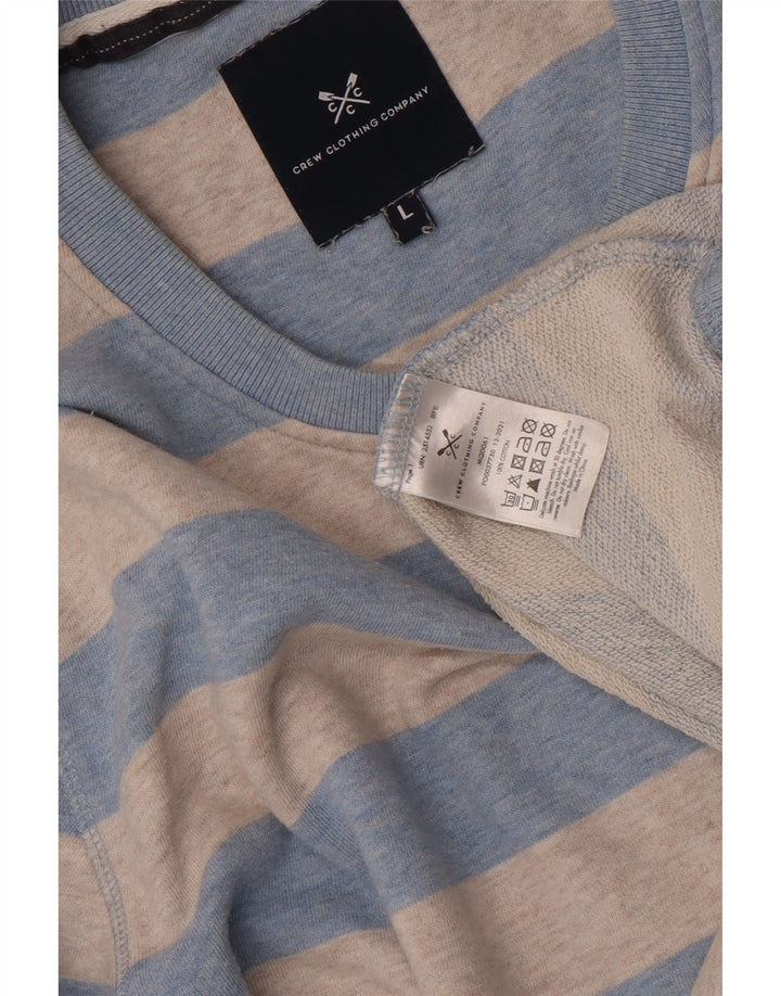 CREW CLOTHING Męska bluza z kapturem, duża, bawełniana w szare paski