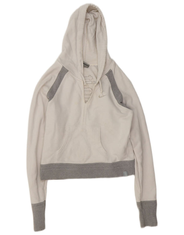 Damska bluza z kapturem Nike Crop Graphic UK 10/12 Średni biały blok kolorów