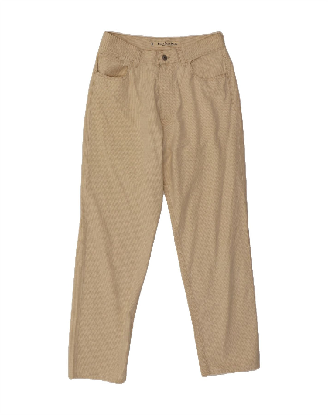 SISLEY Mens Slim Casual Trousers W32 L30 Beige Check Vintage Sisley and Second-Hand Sisley from Messina Hembry 