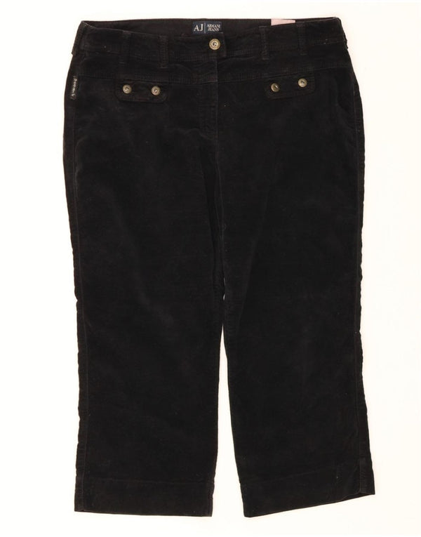 ARMANI Womens Straight Capri Trousers W32 L20 Black Cotton