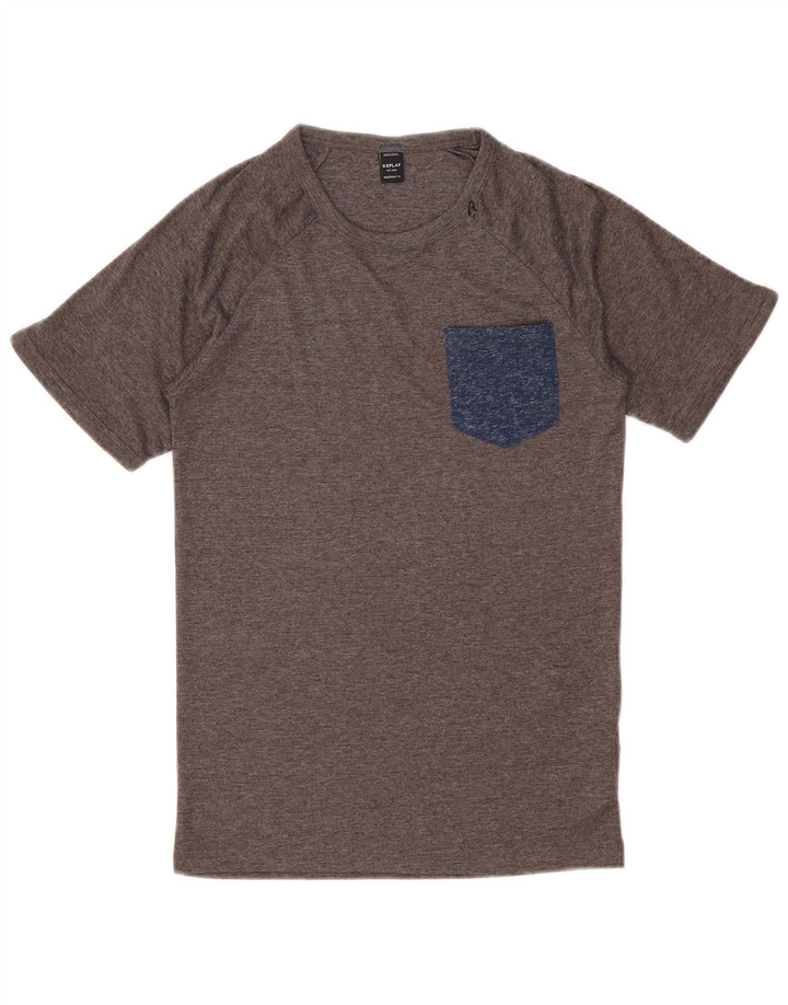 T-shirt damski REPLAY Top UK 10, mały, szary, nakrapiany poliester