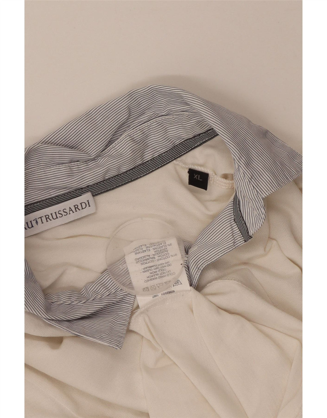 Damska koszulka polo do rugby TRUSSARDI z długim rękawem, UK 18 XL, biała bawełna