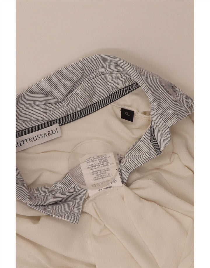 Damska koszulka polo do rugby TRUSSARDI z długim rękawem, UK 18 XL, biała bawełna