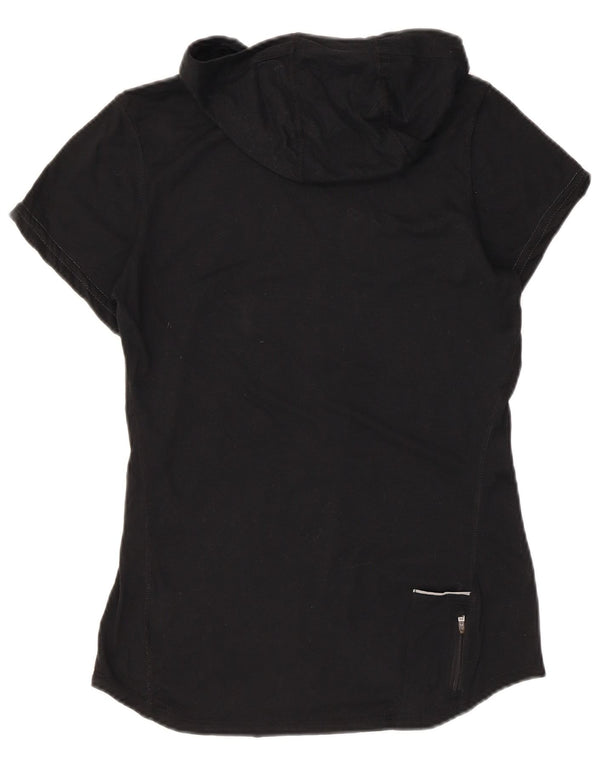 Damski T-shirt z kapturem Nike Dri Fit Top UK 10, mały, czarny poliester