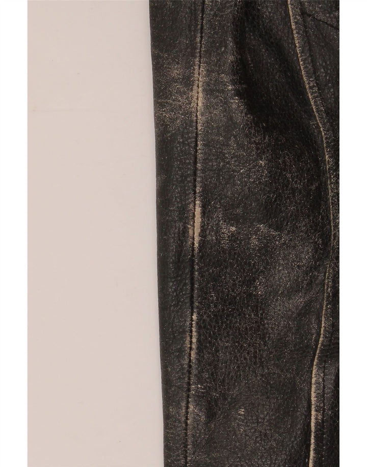 Damska kurtka motocyklowa Yuppie ze skóry Crop EU 38, średnia czarna skóra