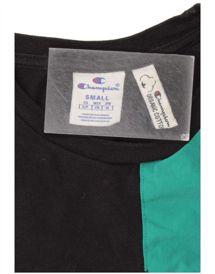 T-shirt męski Champion, mały, czarny, bawełniany z blokami kolorów
