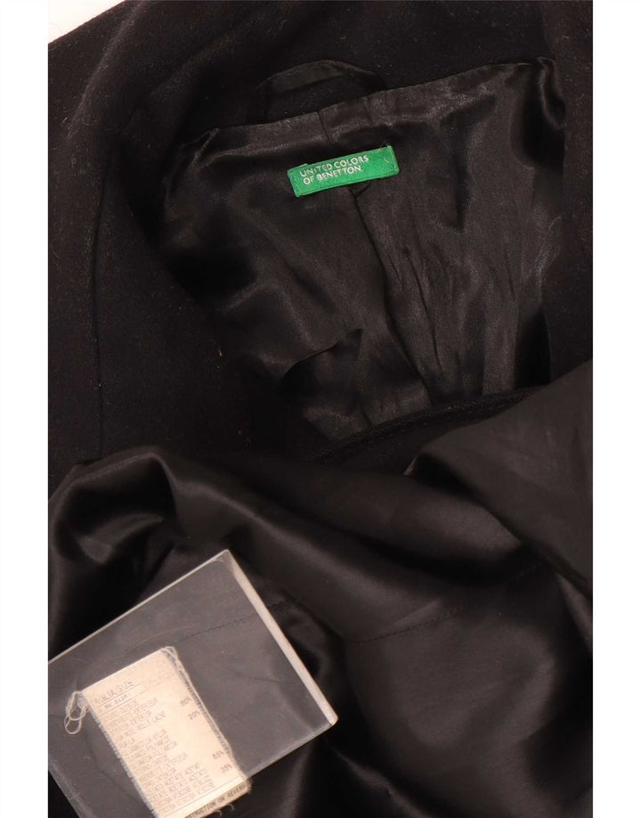 Płaszcz damski Benetton UK 14, średni czarny wełniany