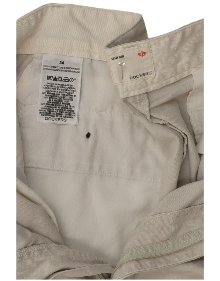 Męskie spodenki chino w kolorze khaki Dockers W34, duże, szare, bawełniane