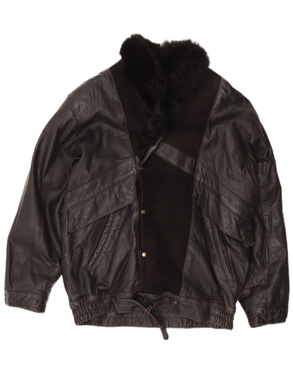Męska kurtka skórzana VINTAGE UK 36 Mała czarna skóra