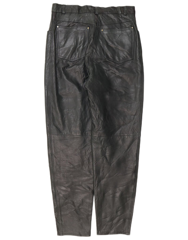 Vintage damskie zwężane skórzane spodnie IT 42 Medium W30 L30 Black