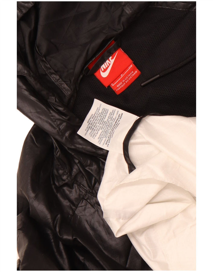 Damska kurtka przeciwdeszczowa z kapturem, oversize, Nike UK 10, mała, czarna, z blokami kolorów