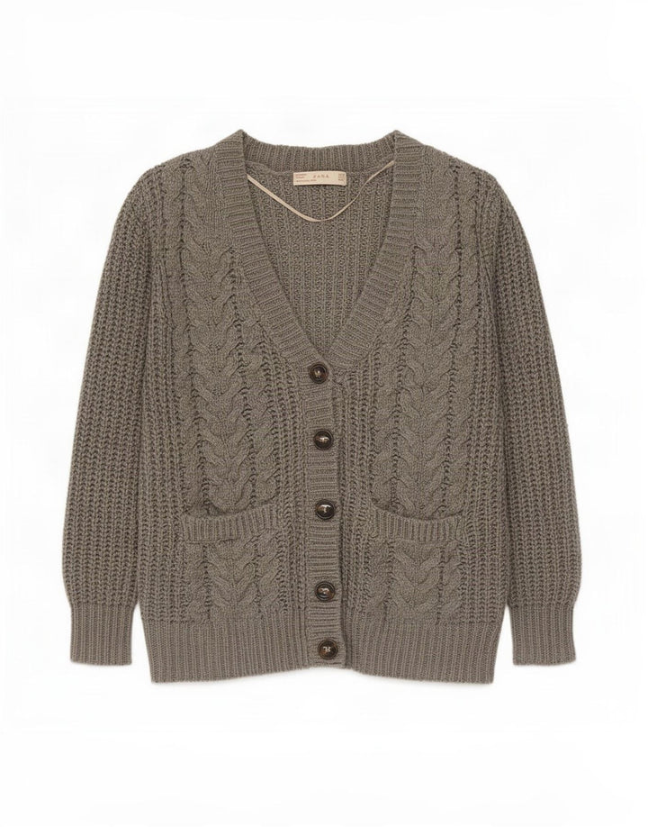 Sweter damski Zara Cardigan UK 10 Small Szary Akryl