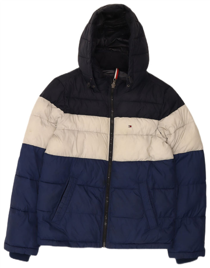 Męska ocieplana kurtka z kapturem Tommy Hilfiger UK 36, mały, wielokolorowy nylon