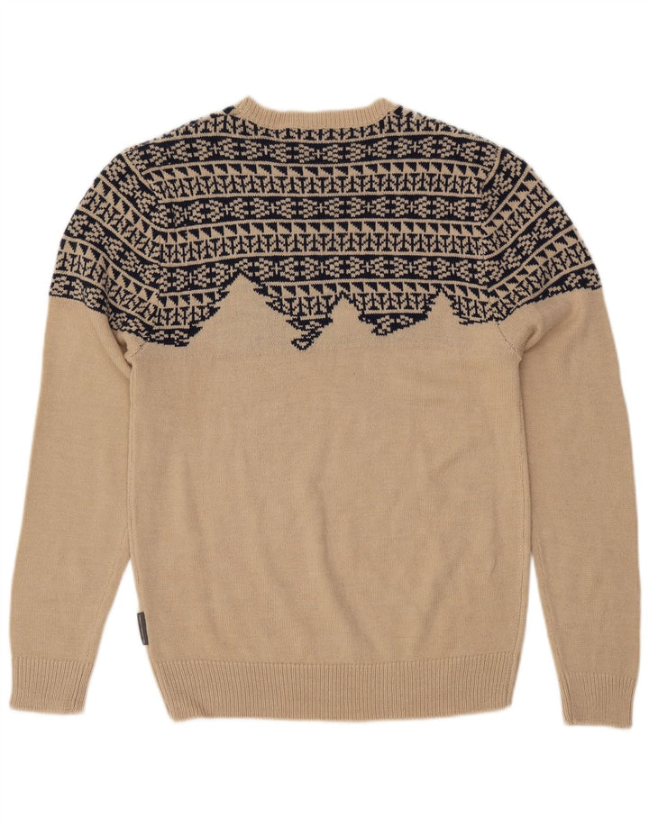 FRENCH CONNECTION Męski sweter z dekoltem w łódkę, średnio beżowy, geometryczny