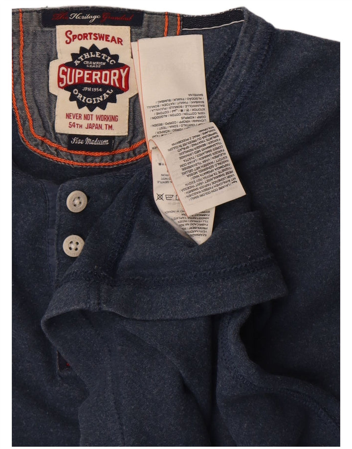 Męski top Superdry z długim rękawem, średnioniebieski, bawełniany