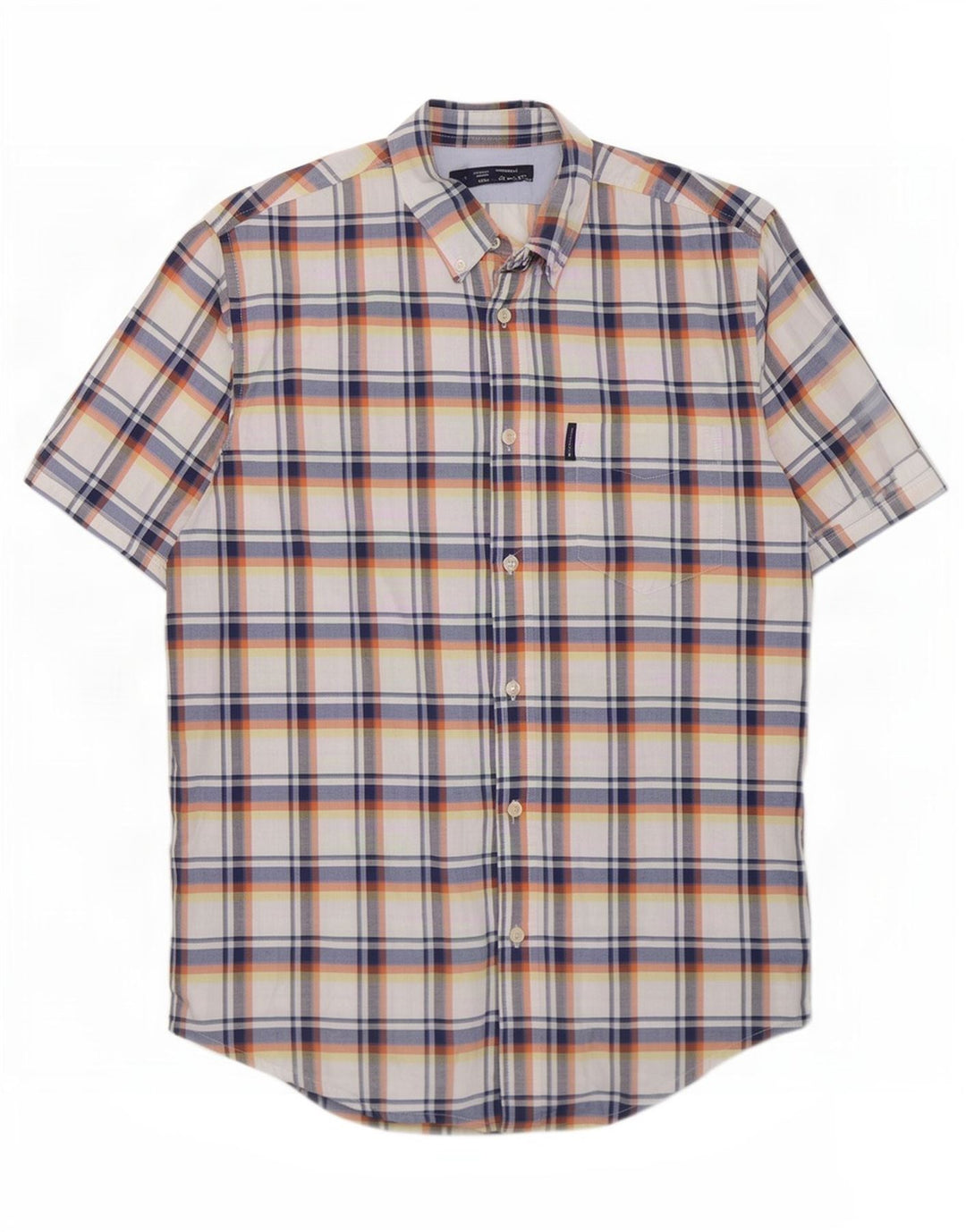 Męska koszula z krótkim rękawem Ben Sherman, duża, niebieska, bawełniana krata