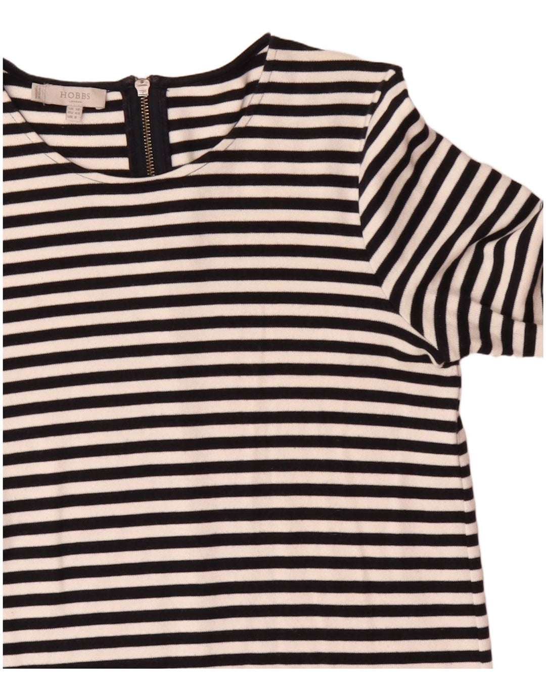 Damska sukienka typu shift Hobbs z rękawem 3/4 UK 12, średnia, czarna bawełna w paski