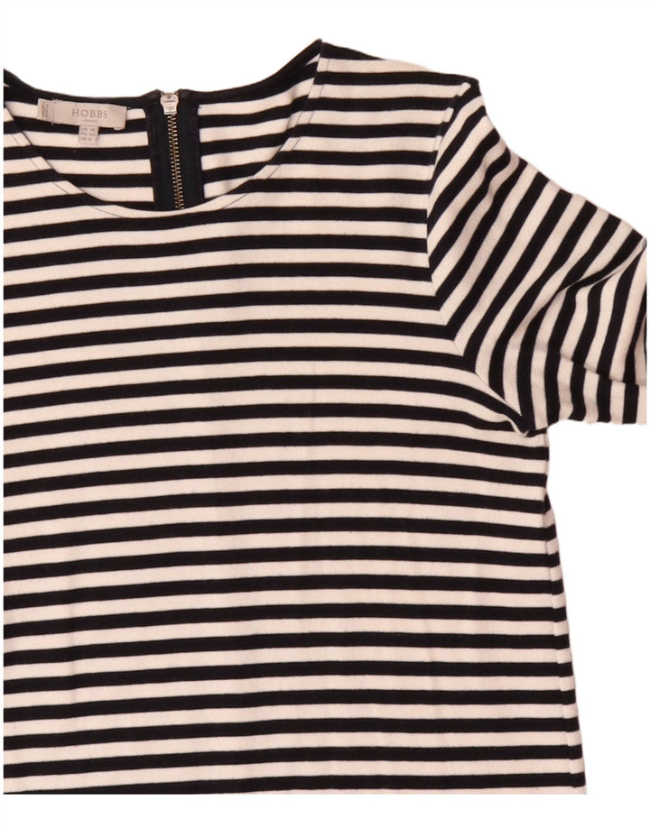 Damska sukienka typu shift Hobbs z rękawem 3/4 UK 12, średnia, czarna bawełna w paski