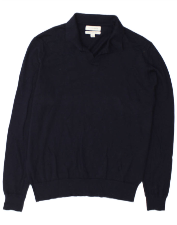 Marks & Spencer Męski sweter polo z autografem, duży, granatowy