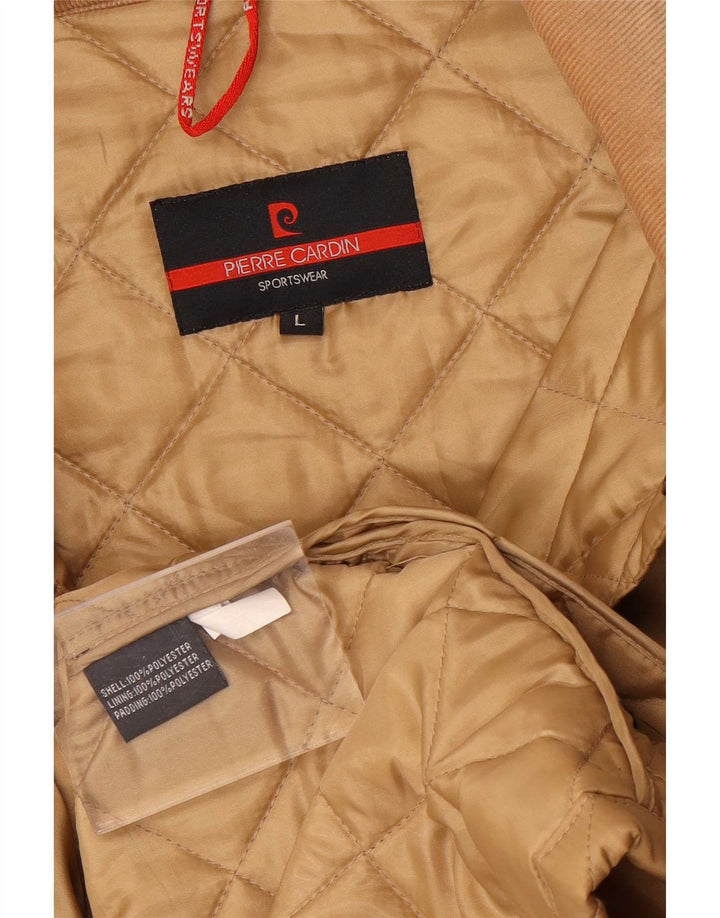 Męska pikowana kurtka Pierre Cardin UK 40, duża, beżowa, poliester