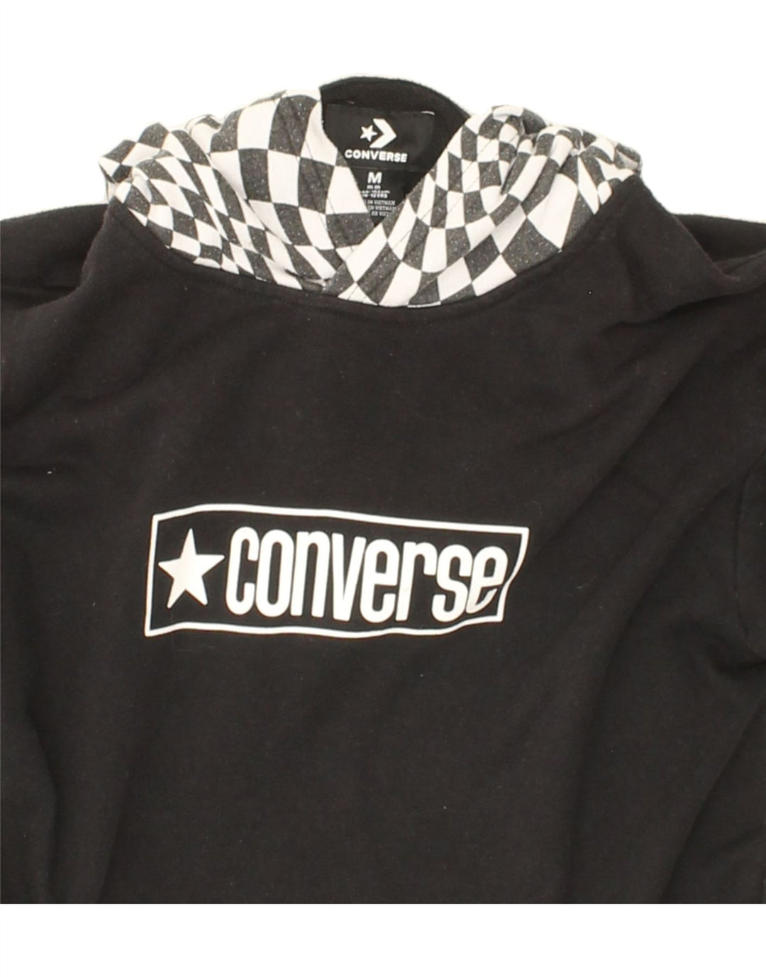 CONVERSE Boys Graphic Hoodie Jumper 10-11 Years Medium Black Colourblock Vintage Converse and Second-Hand Converse from Messina Hembry 