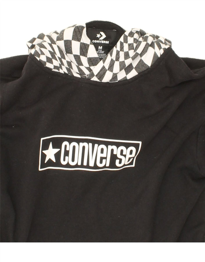 CONVERSE Boys Graphic Hoodie Jumper 10-11 Years Medium Black Colourblock Vintage Converse and Second-Hand Converse from Messina Hembry 