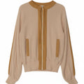 VINTAGE Womens Cardigan Sweater IT 42 Medium Beige Colourblock Cotton