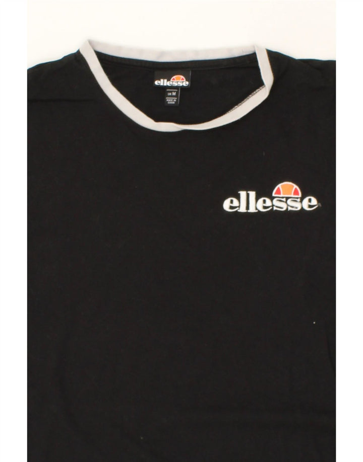 ELLESSE Womens Graphic T-Shirt Top UK 14 Medium Black Cotton Vintage Ellesse and Second-Hand Ellesse from Messina Hembry 