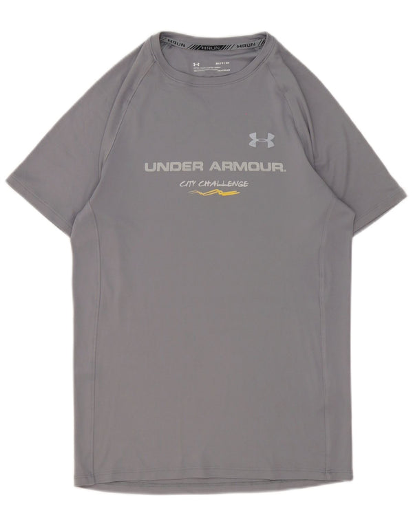 Męski T-shirt z grafiką Under Armour Heat Gear, mały, szary, poliestrowy