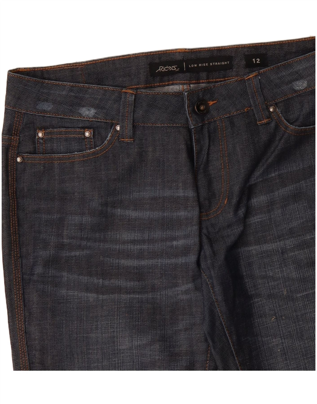 Damskie jeansy Riders LEE z niską talią, US 12, duże, W34 L33, granatowe