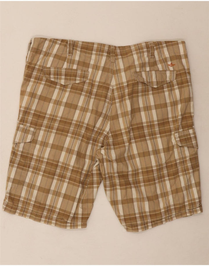 DOCKERS Mens Cargo Shorts W38 XL Brown Check Cotton Vintage Dockers and Second-Hand Dockers from Messina Hembry 