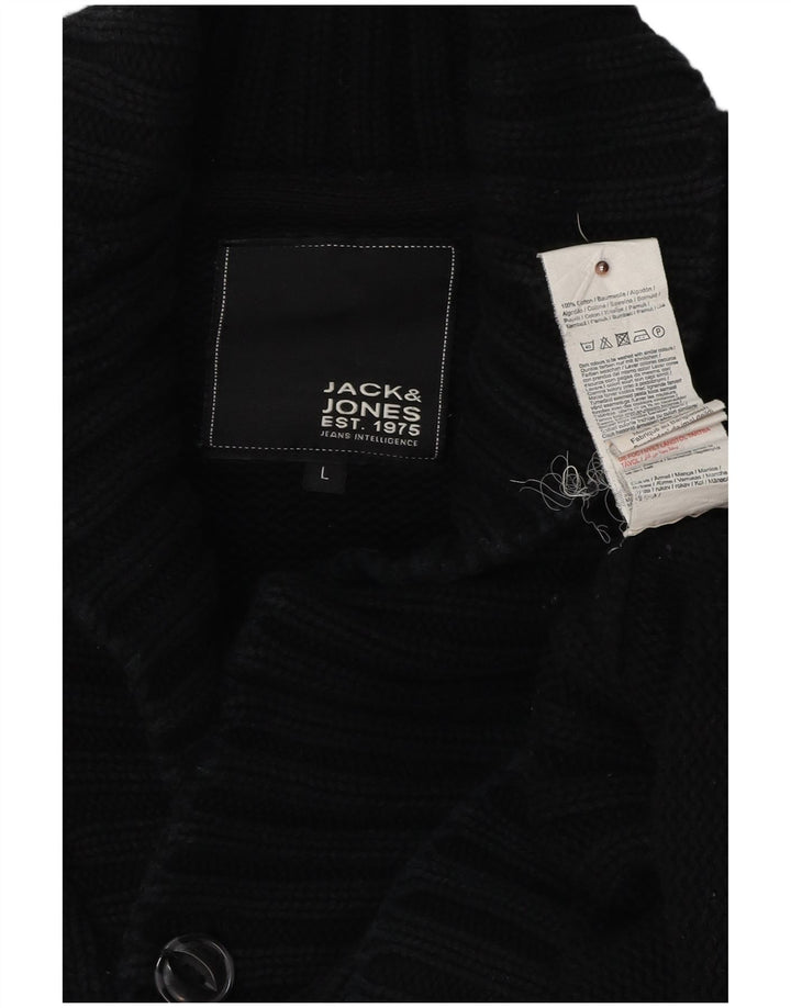 JACK & JONES Męski sweter rozpinany, duży, czarny, bawełniany