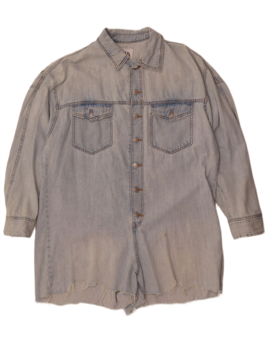 Damski kombinezon jeansowy oversize Zara UK 16, duży, niebieski, bawełniany