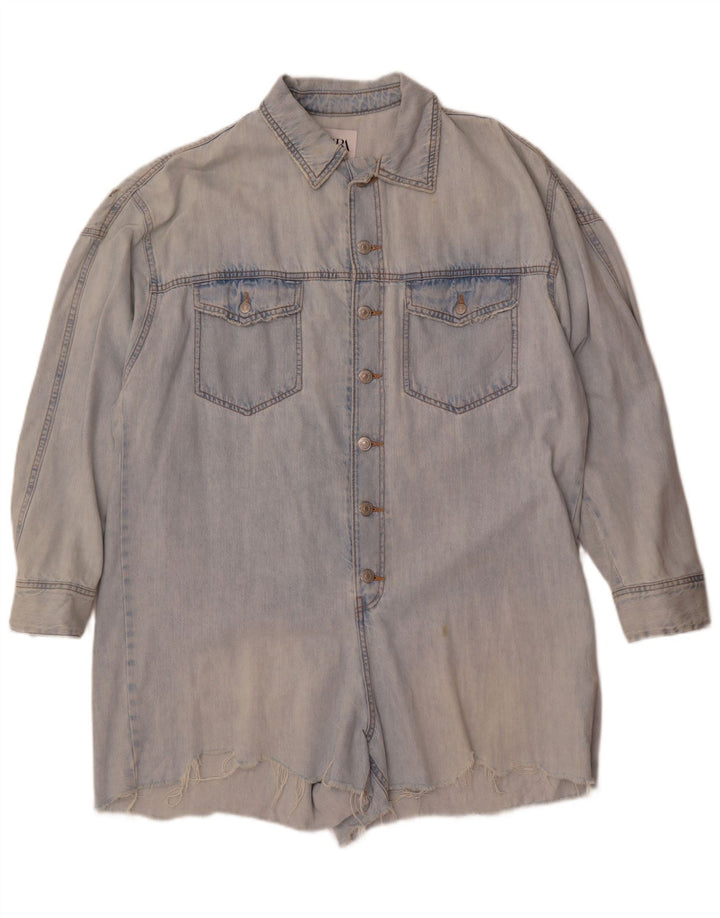 Damski kombinezon jeansowy oversize Zara UK 16, duży, niebieski, bawełniany