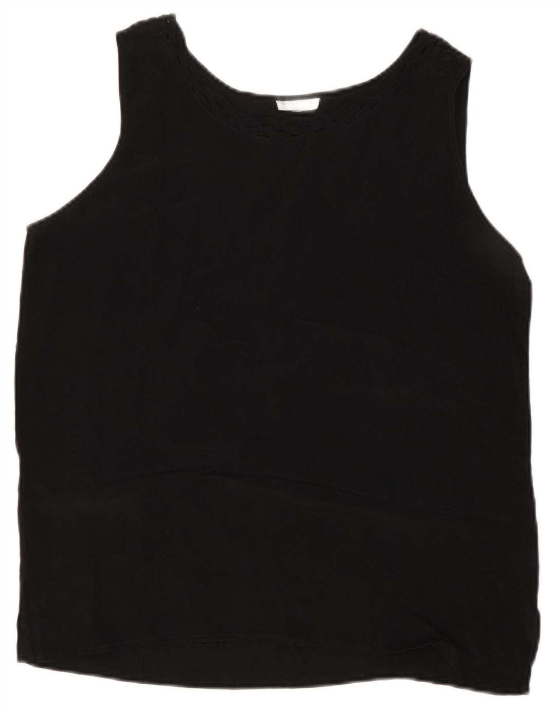 Damska bluzka bez rękawów VINTAGE Top UK 14 Średni czarny jedwab