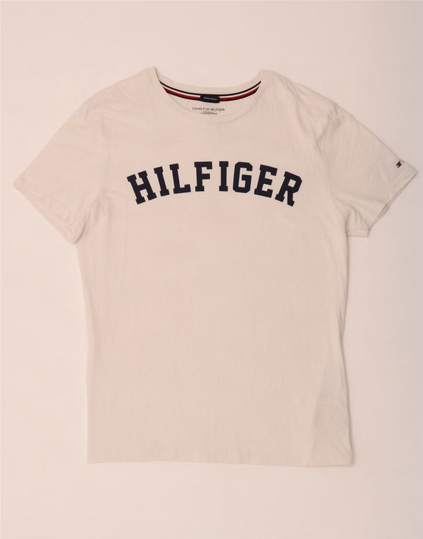 Męska koszulka z grafiką Tommy Hilfiger, średnia, biała bawełna
