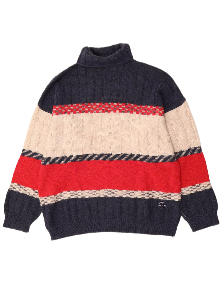 Męski sweter Kappa z wywijanym dekoltem XL, wełna w kolorze granatowym