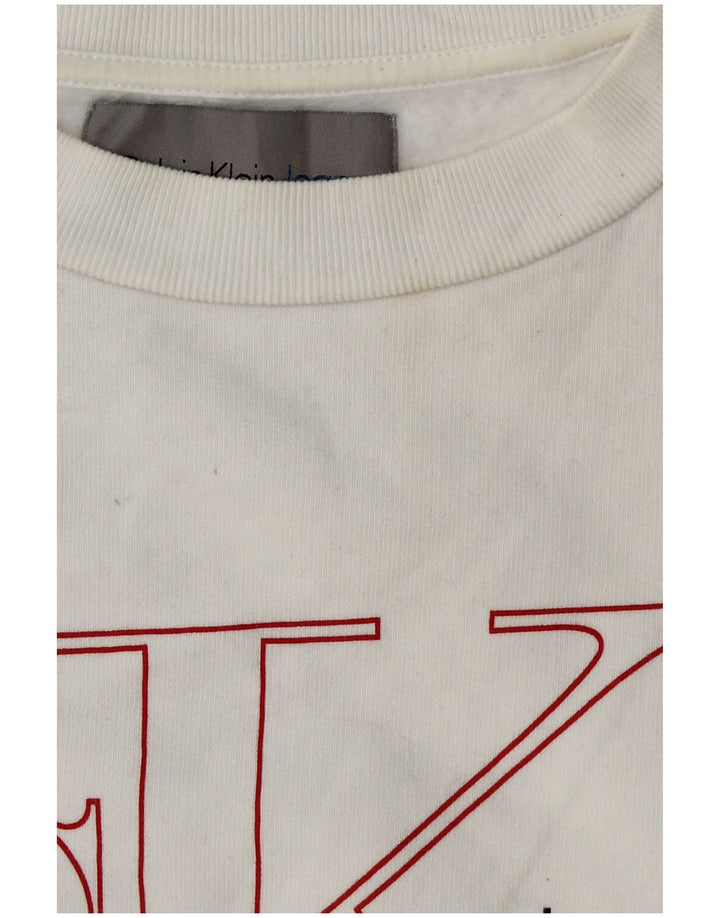 Damska bluza CALVIN KLEIN JEANS Crop Graphic, UK 6 XS, biała