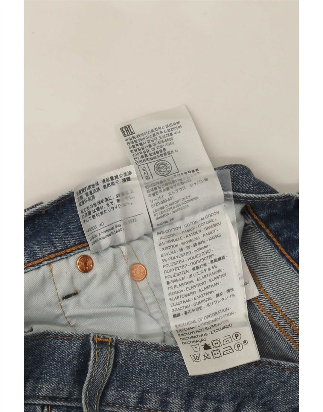 Męskie jeansy Levi's 501 Straight W33 L32 Niebieskie bawełniane