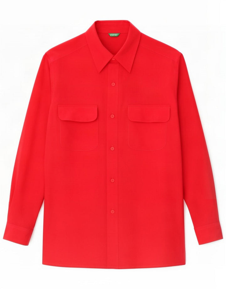 Damska bluzka koszulowa oversize firmy Benetton UK 10 Small Red Silk