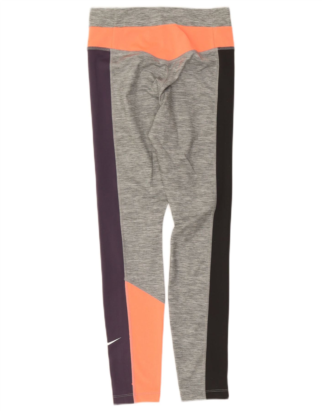 Damskie legginsy Nike Dri Fit UK 10, małe, szare, z blokami kolorów, poliestrowe