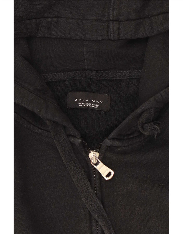 Męski sweter Zara z kapturem i zamkiem błyskawicznym 2XL w kolorze czarnym