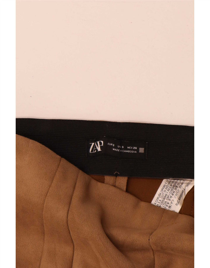 Damskie legginsy ze sztucznej skóry Zara UK 10, małe, brązowe, poliestrowe