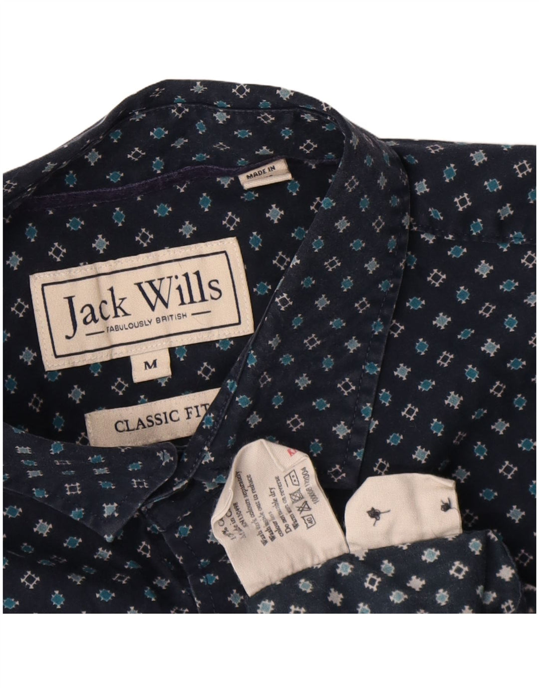 Koszula męska Jack Wills o klasycznym kroju, średnia, granatowa, geometryczna bawełna