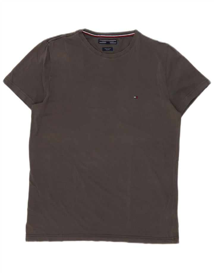 Męski T-shirt Tommy Hilfiger o wąskim kroju, średnioszary, bawełniany