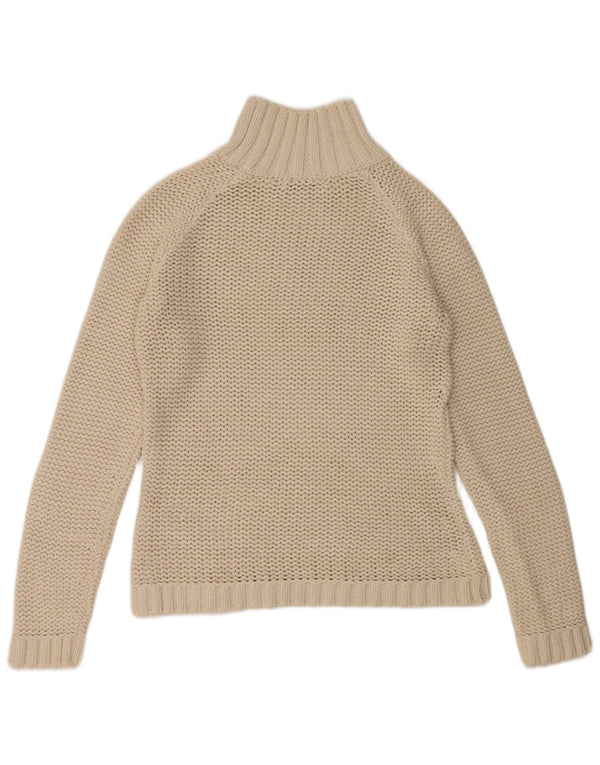 Eddie Bauer Womens Turtle Neck Jumper Sweater UK 8 Small Off White Cotton