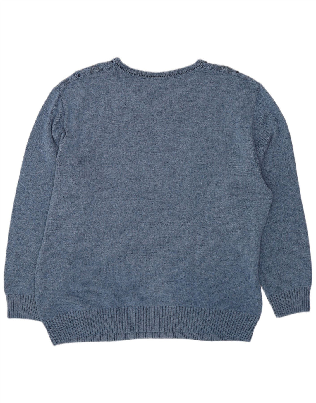 Męski sweter VINTAGE z dekoltem w kształcie litery V, UK 44 XL, niebieska, geometryczna bawełna