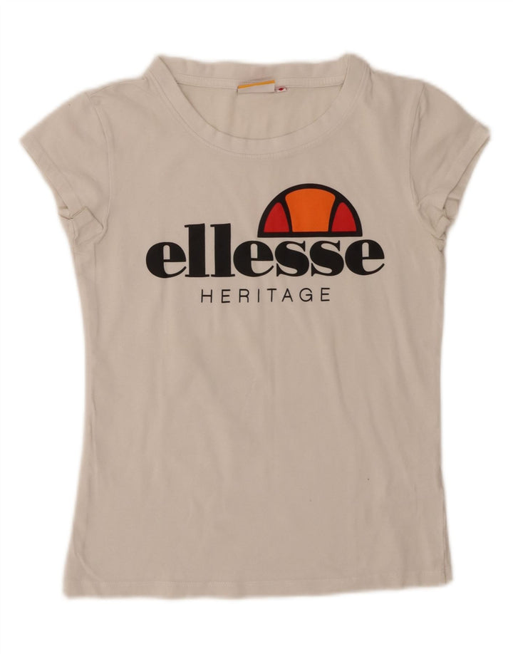 Damska koszulka z grafiką Ellesse Top UK 10 Small White Cotton