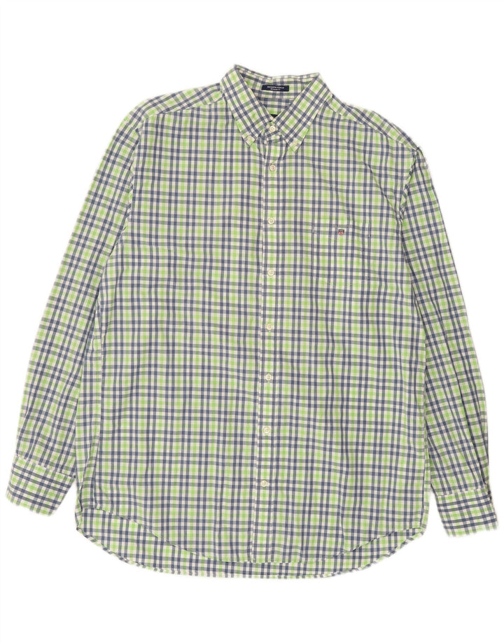GANT Mens Backspin Poplin Regular Fit Shirt XL Green Check Cotton